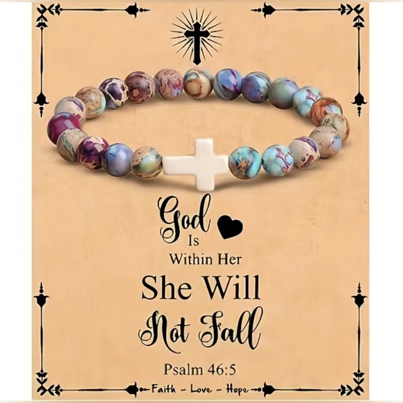 Cross Bracelet Confirmation Gifts, Christian Gifts. Natural stone… - Picture 7 of 10